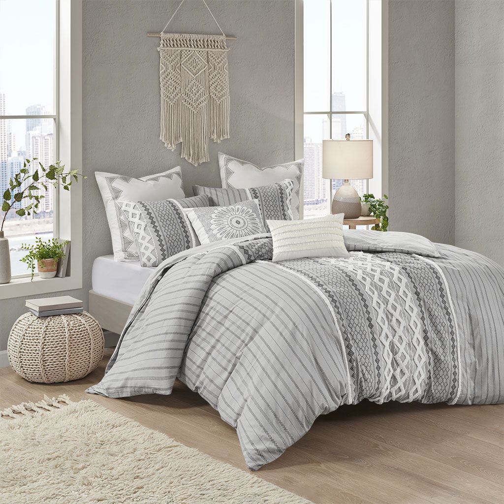 Imani - Printed Comforter Set With - Gray