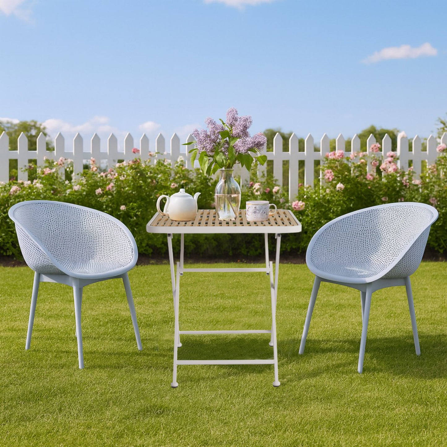 2 Pack Lounge Chair Set & Folding Square Table Home Essentials