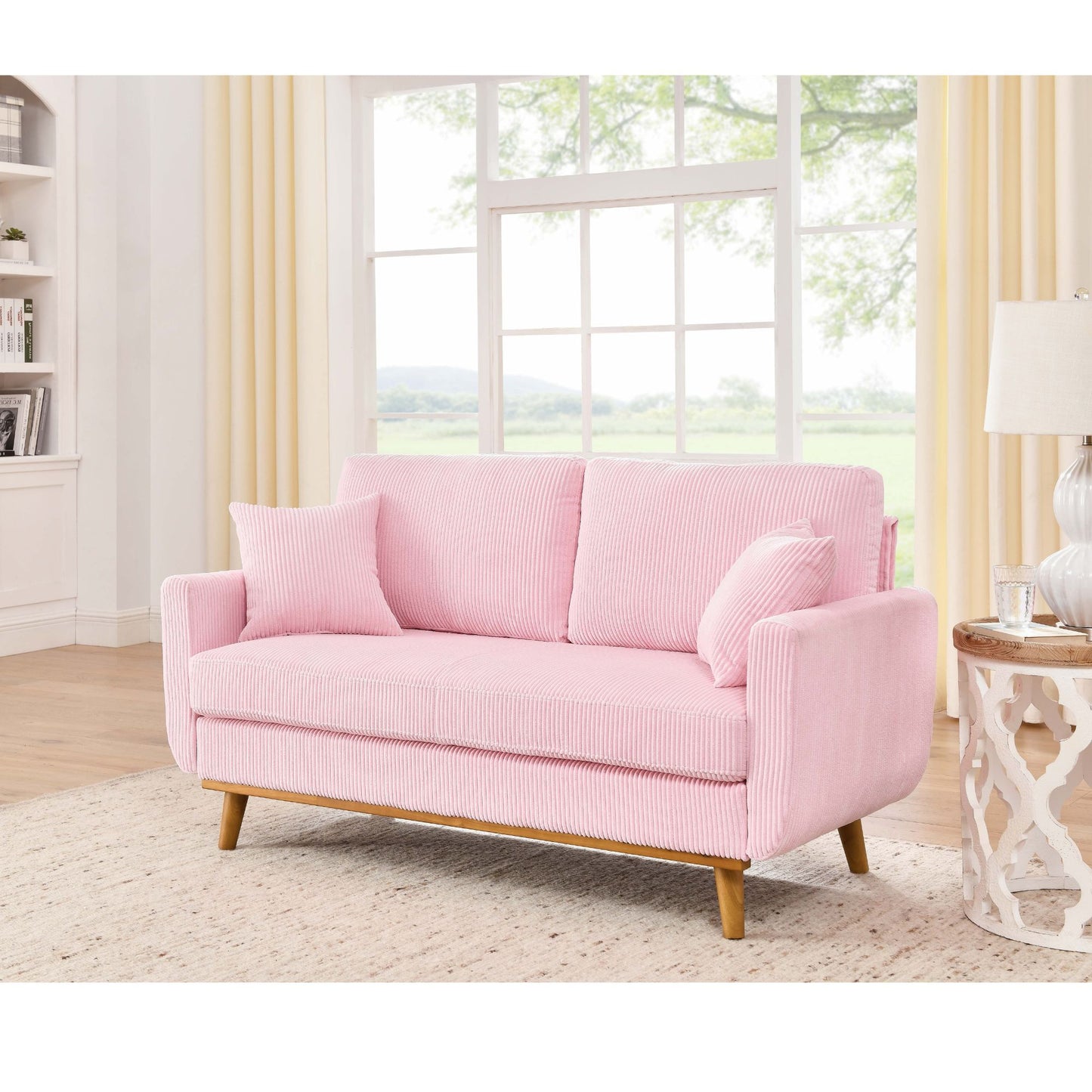 Upholstered Loveseat With Arms And Pillows Home Essentials