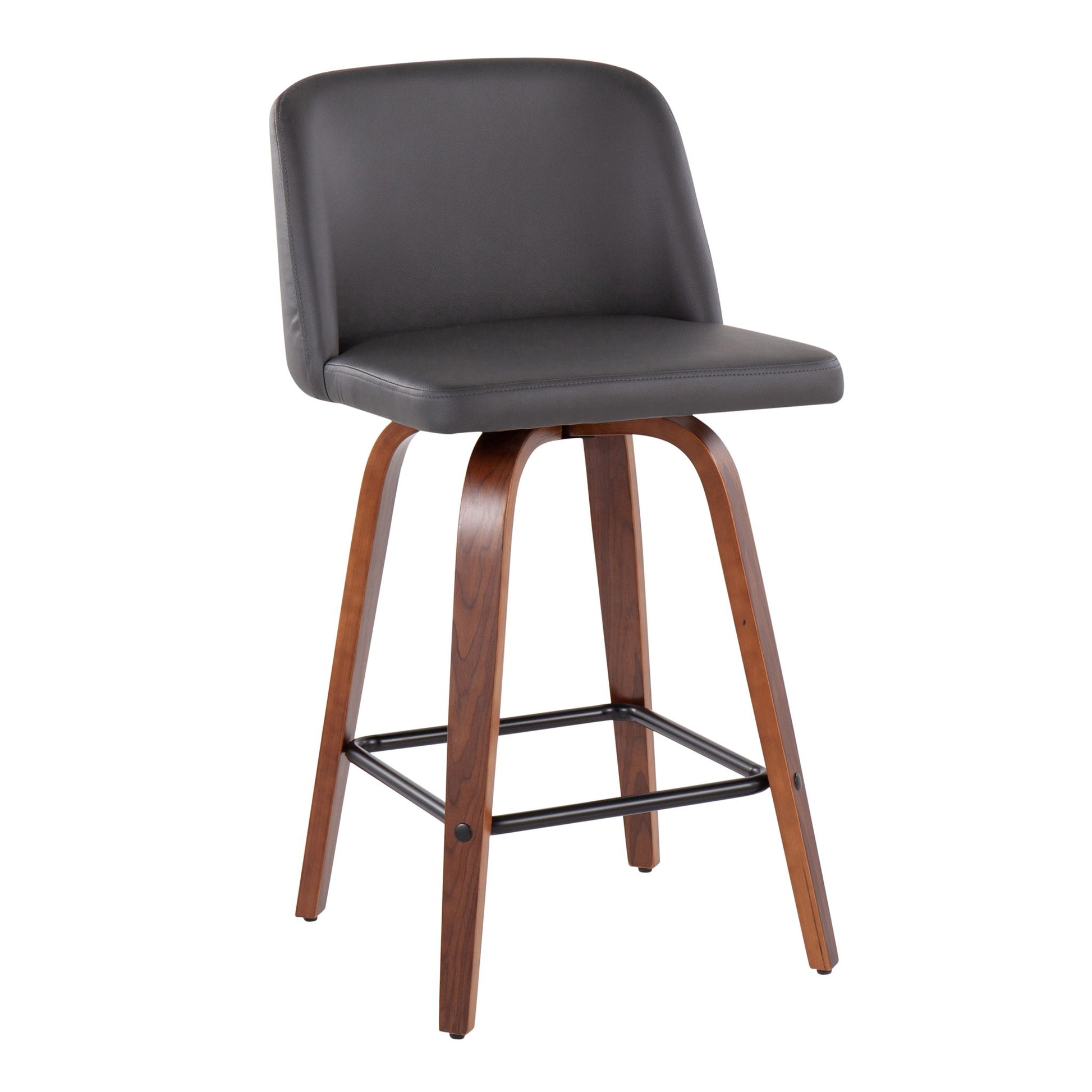 Toriano - Mid Century Modern Fixed Height Counter Stool & Square Footrest (Set of 2) Lumi Source