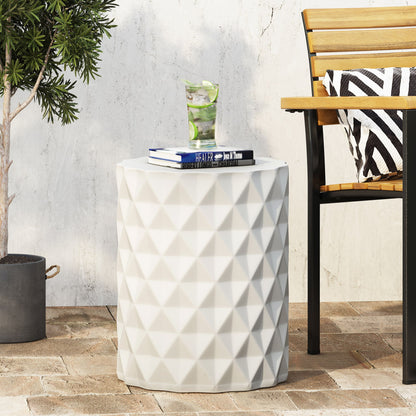 Outdoor Lightweight Concrete, Side Table - Antique White Noble House