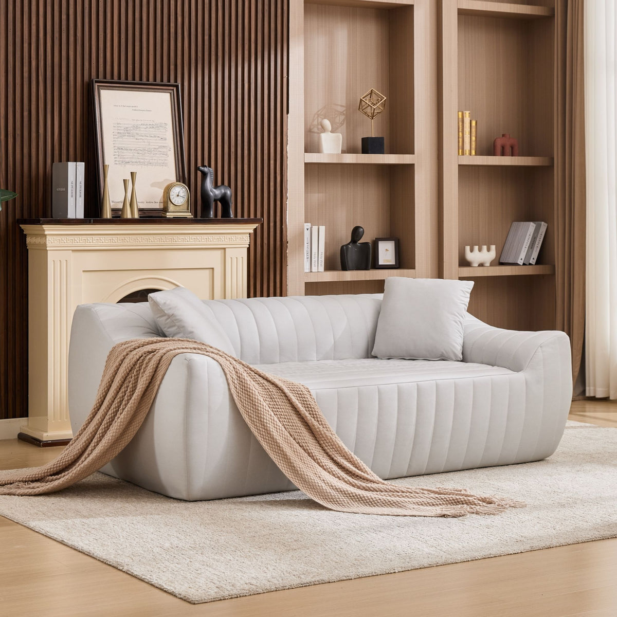 Oversized 2 Seater Loveseat With 2 Decor Throw Pillows, Deep Seat Sofa For Living Rooms Hearth and Haven