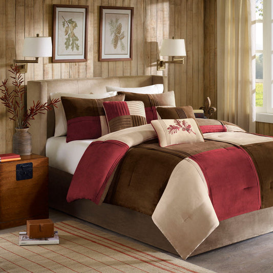 Jackson Blocks - King Piece Comforter (Set of 7) - Red Madison Park