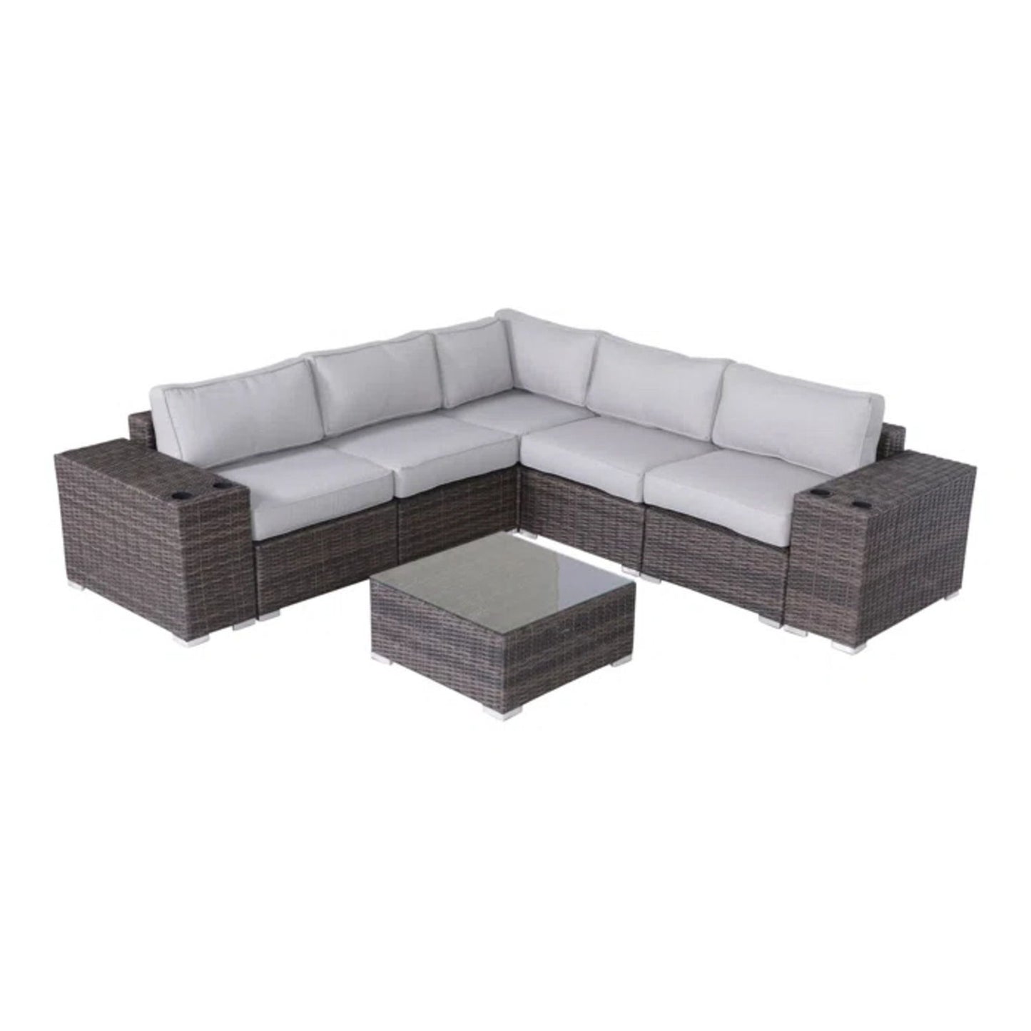 Modern Patio Rattan Sectional Set With Cushions LSI Patio Furniture