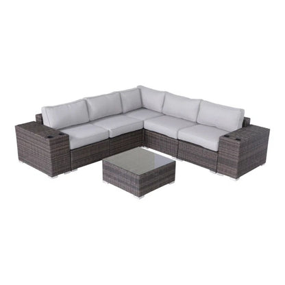 Modern Patio Rattan Sectional Set With Cushions LSI Patio Furniture