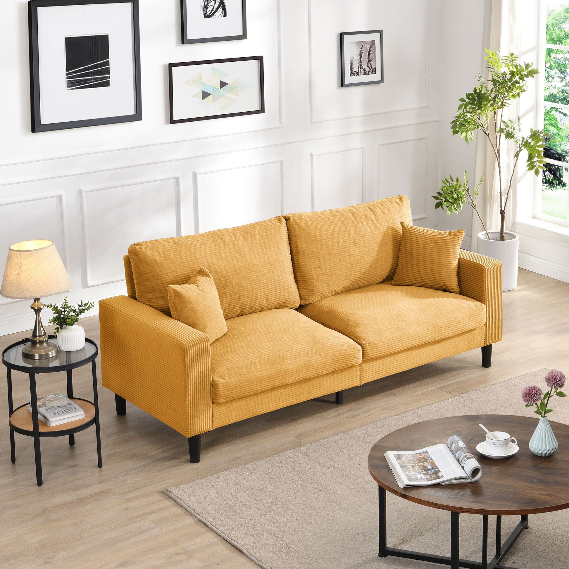 Modern Upholstered 3 Seat Sofa, High Resilience Home Essentials