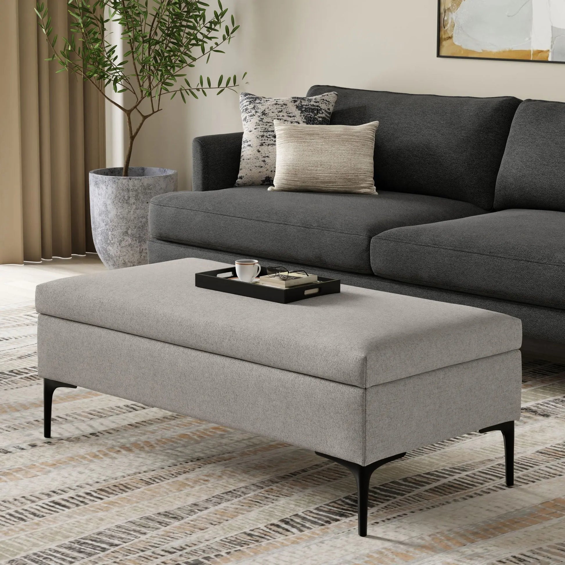 Rebecca - Multifunctional Coffee Table Storage Ottoman With Lift Up Lid Simpli-Home