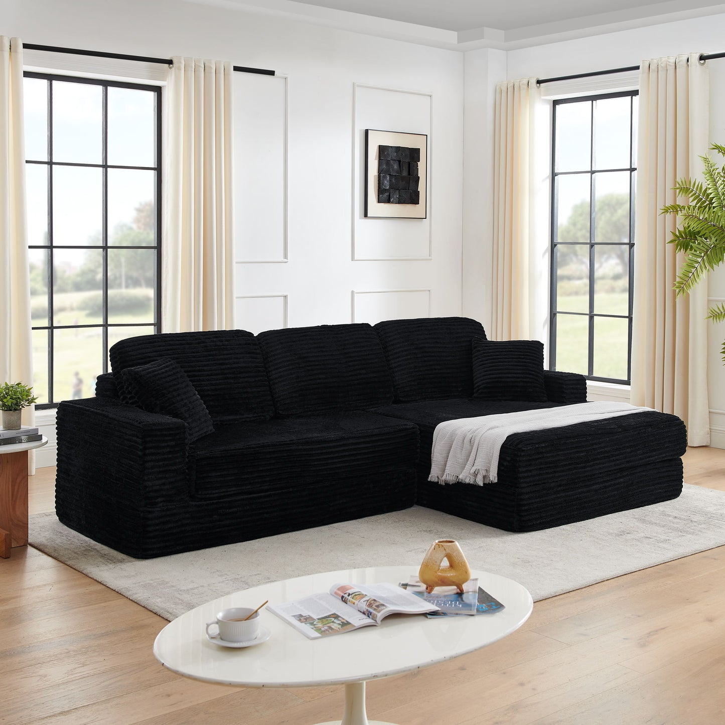 Modern Minimalist L Shape Modular Sectional Sofa, Couch Home Essentials