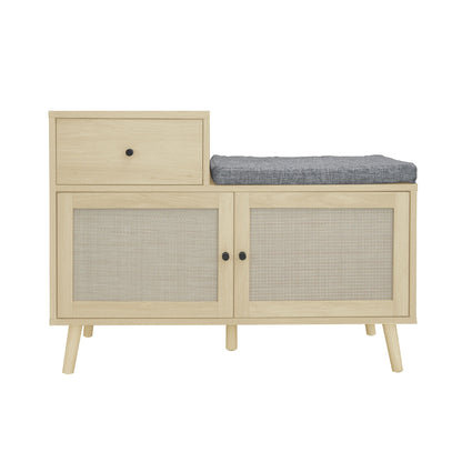 2 Door Shoe Cabinet With 1 Drawer, Freestanding Modern Shoe Storage Cabinet, For Entryway - Natural