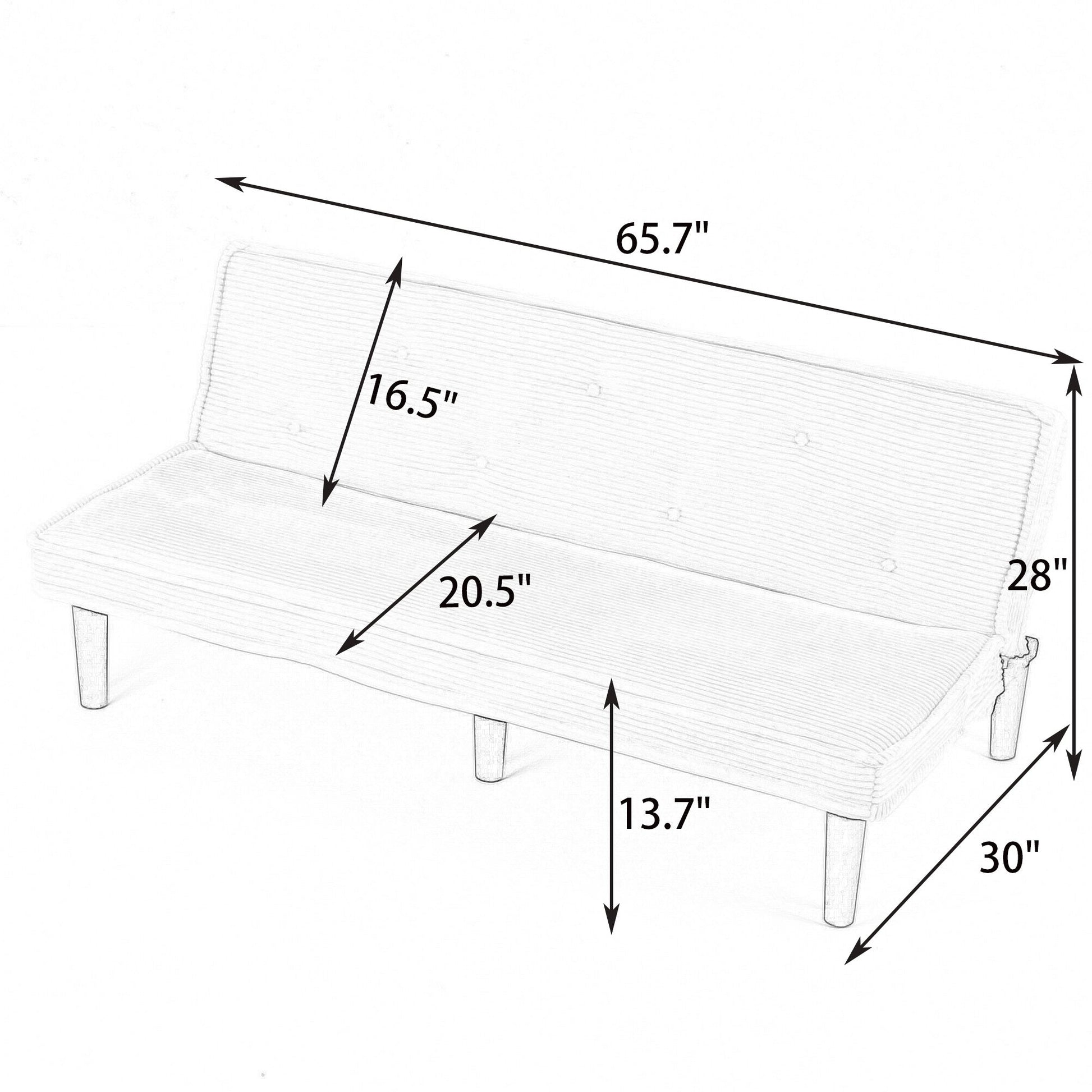 Versatile Corduroy Sofa Bed With Solid Wood Frame Home Essentials