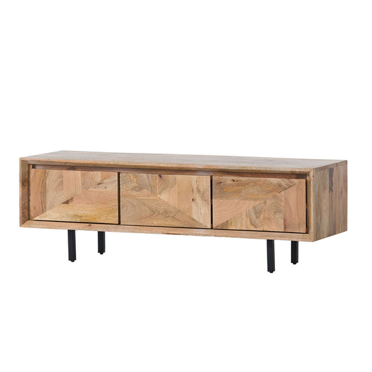TV Stand With 3 Cabinets For TVs Up To 59" - Natural Noble House