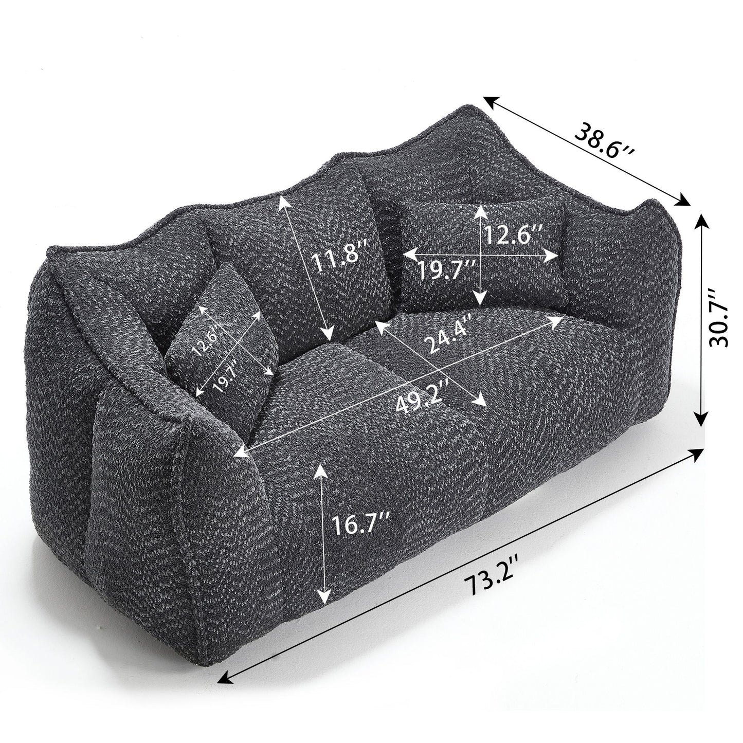 Comfortable Dual Beanbag Chair With High Resilience Foam Core For 2 People Home Essentials