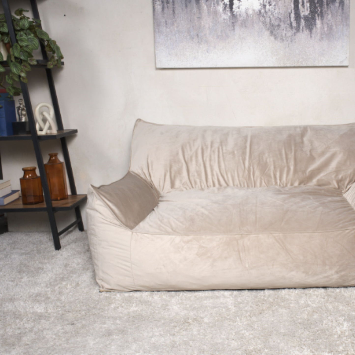 Fila - Velveteen Oversized Seater Bean Bag Chair With Armrests Home Essentials
