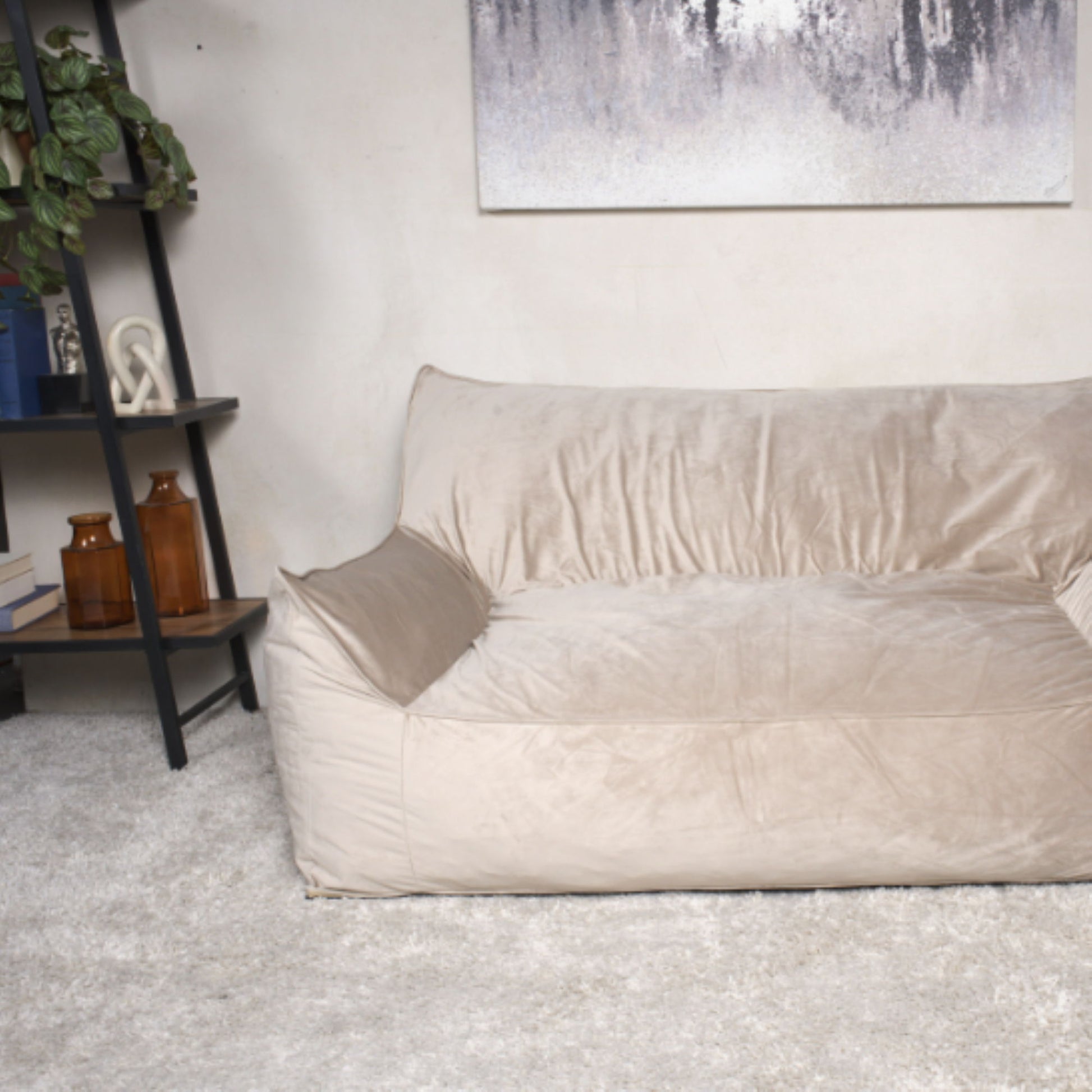 Fila - Velveteen Oversized Seater Bean Bag Chair With Armrests Home Essentials