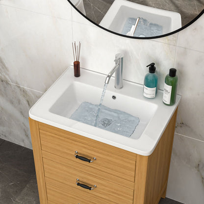 Rectangular Single Vanity Top With 1 Faucet Hole And Overflow, 28 X 19" - White Daily Nest