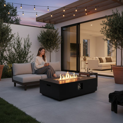 Propane / Natural Gas Fire Pit Table, 50,000 BTU - Charcoal LSI Patio Furniture