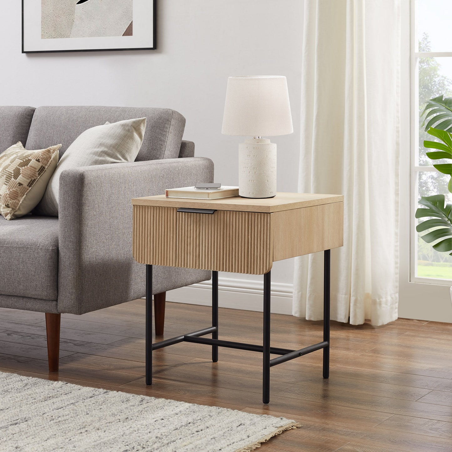 Modern Fluted Door Minimalist Side Table Walker Edison