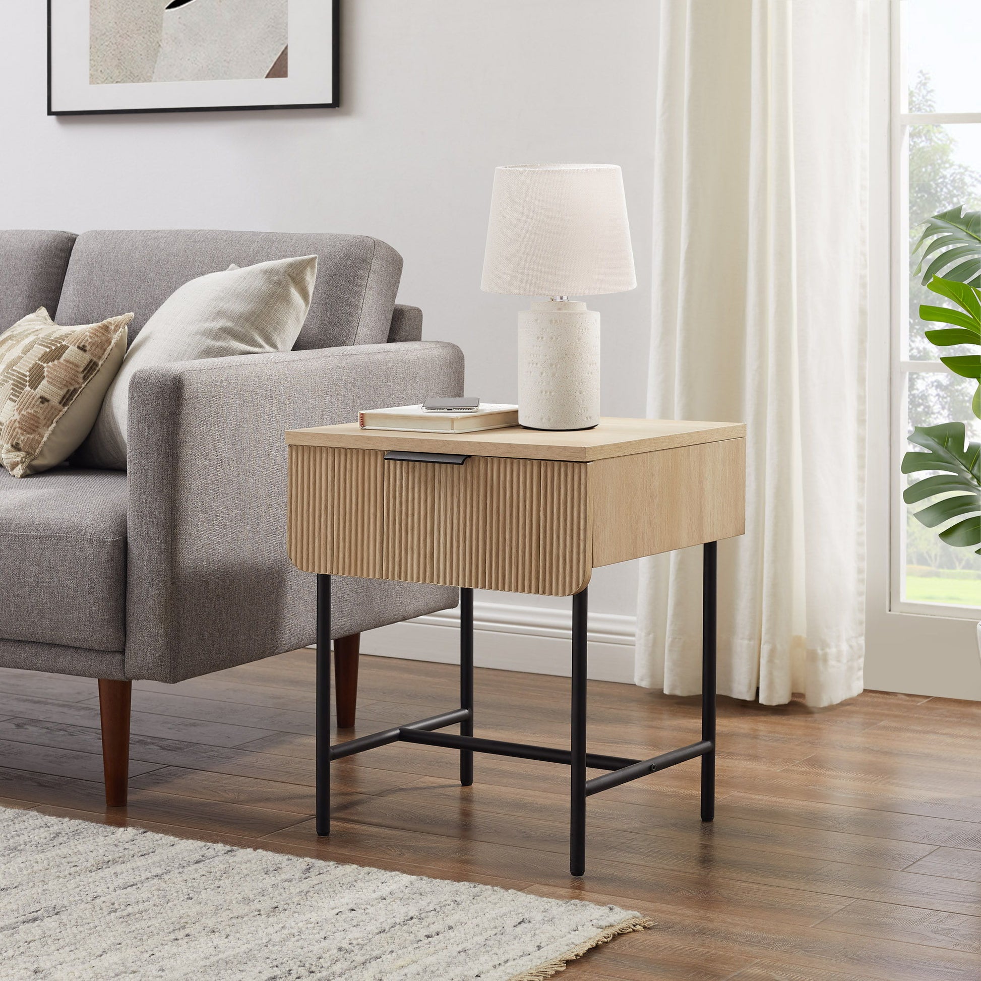 Modern Fluted Door Minimalist Side Table Walker Edison