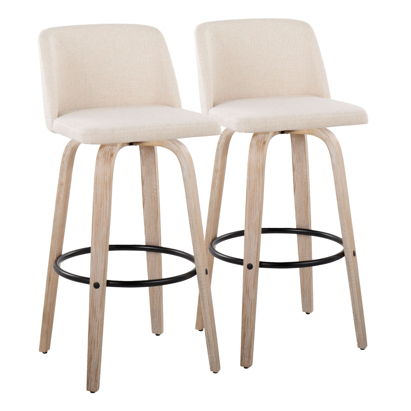 Toriano - Mid-Century Modern Fixed Height BarStool With Round Footrest (Set of 2) Lumi Source