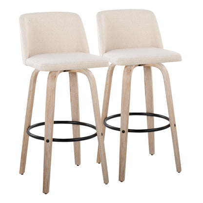 Toriano - Mid-Century Modern Fixed Height BarStool With Round Footrest (Set of 2) Lumi Source