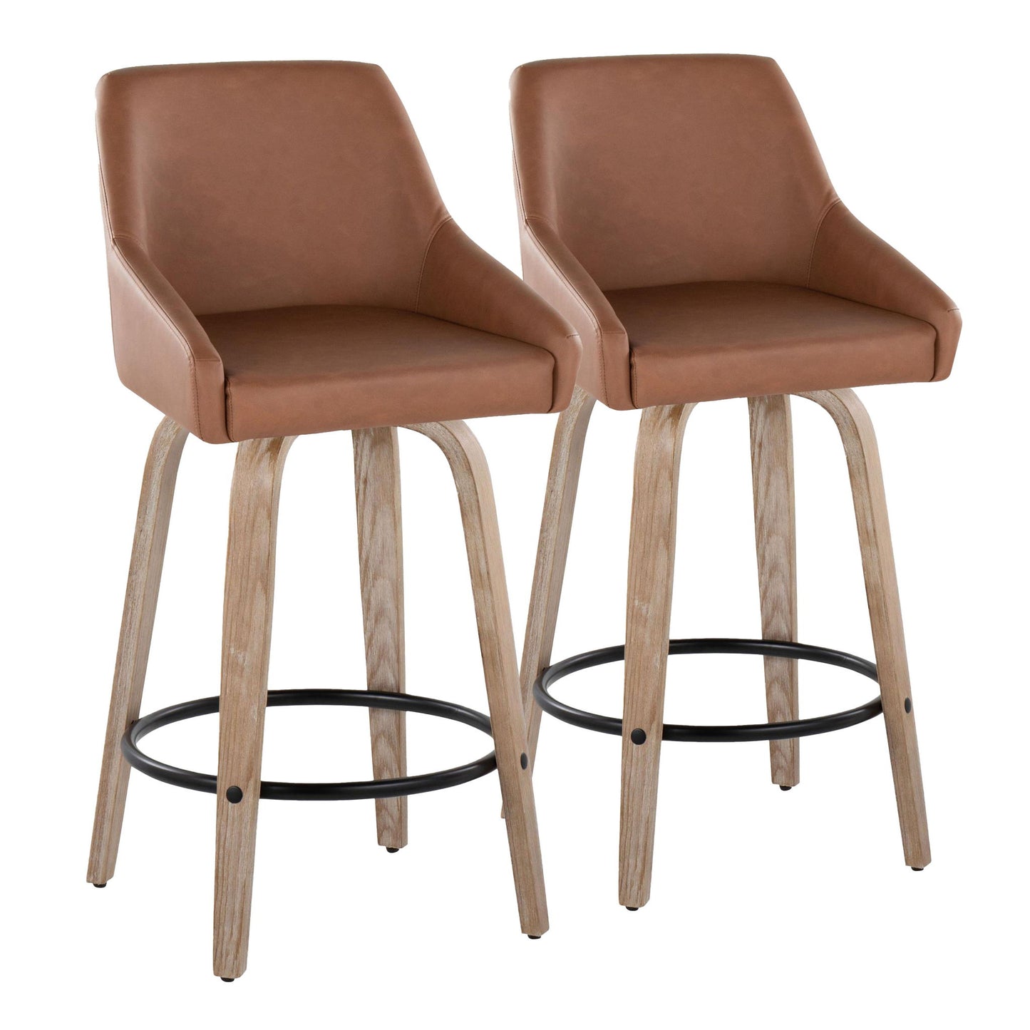 Hannah - Transitional Fixed Height Counter Stool With Swivel With Round Footrest (Set of 2) Lumi Source