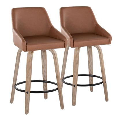 Hannah - Transitional Fixed Height Counter Stool With Swivel With Round Footrest (Set of 2) Lumi Source