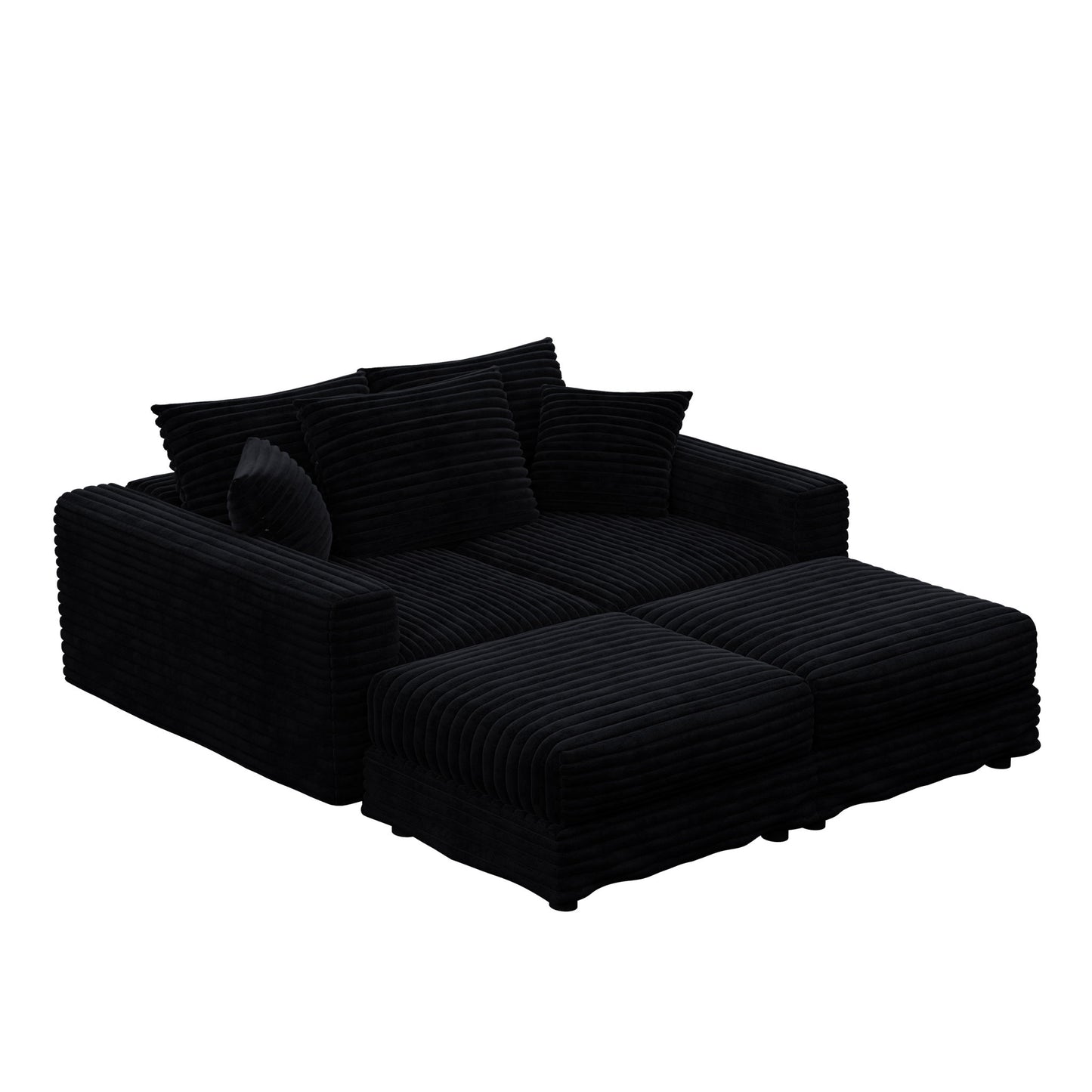 Convertible Deep Seat Sofa With Soft Pillows And Ottomans Home Essentials