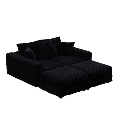 Convertible Deep Seat Sofa With Soft Pillows And Ottomans Home Essentials