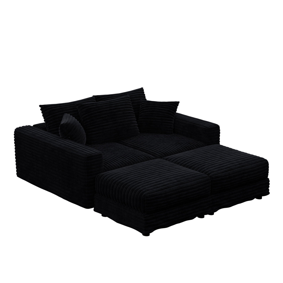 Convertible Deep Seat Sofa With Soft Pillows And Ottomans Home Essentials