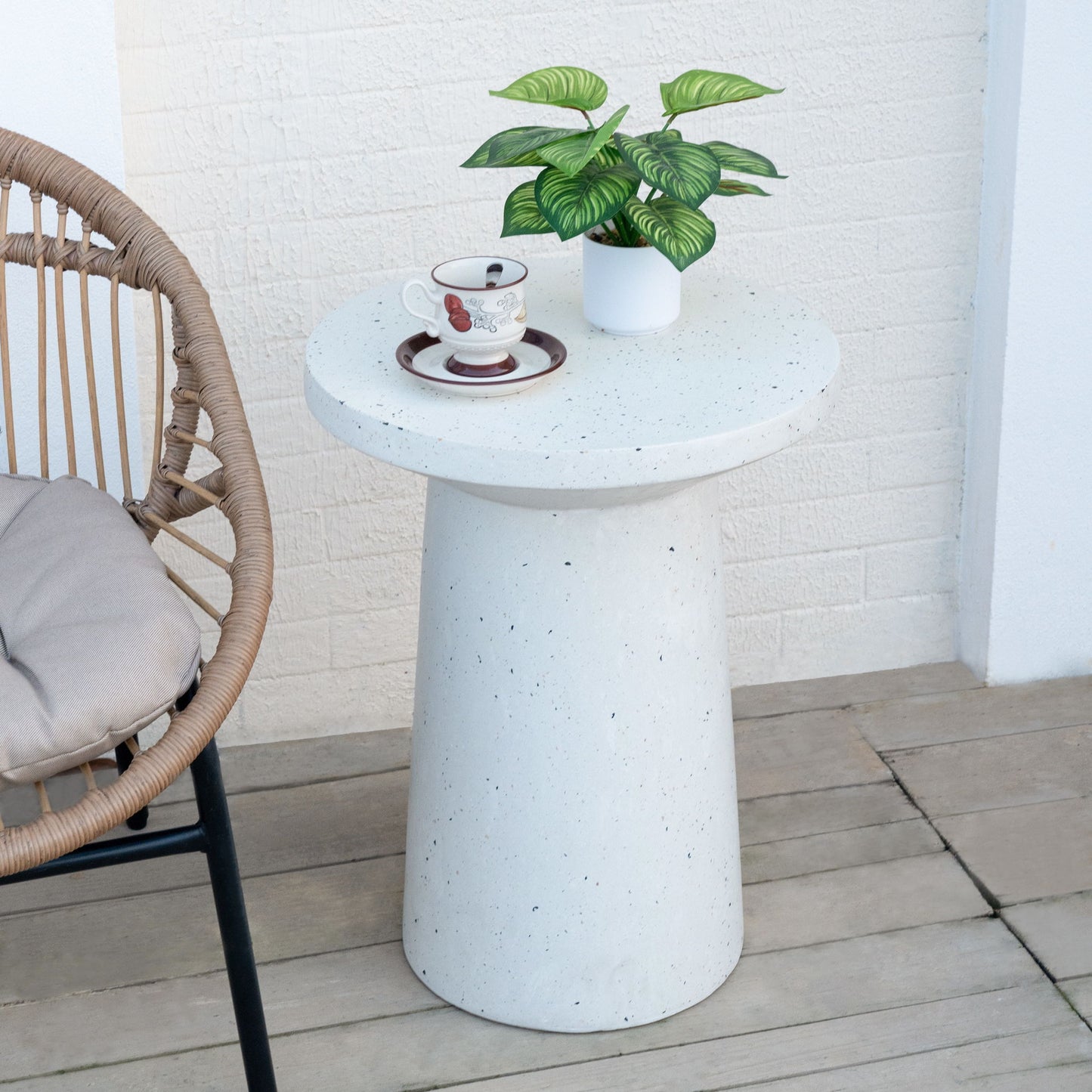 Terrazzo - Outdoor Side Table - White Noble House