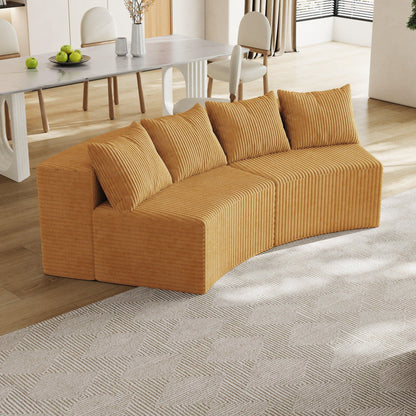 Curved Sectional Sofa With 4 Pillows, Modular Semi Circular Design Home Essentials
