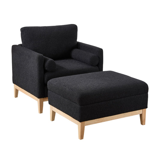 Oversized Swivel Barrel Accent Chair And Ottoman Set With Storage Home Essentials