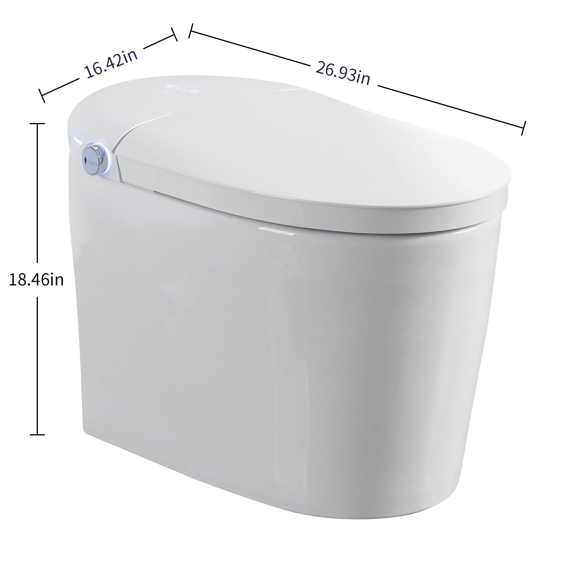 Tankless Smart Toilet With Bidet Built In, 1 Piece, Auto Flush, Auto Open / Close, Heated Seat, Bubble Wash, Warm Water And Dry, Adjustable Temp, Remote Control Side Know - White Daily Nest