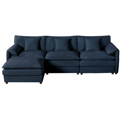 Modern Comfy Deep Seat Modular Sectional Sofa Cloud Couch With Ottoman Home Essentials
