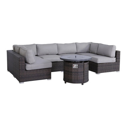 Wicker Outdoor Lounge Set With Cushions And Fire Pit LSI Patio Furniture