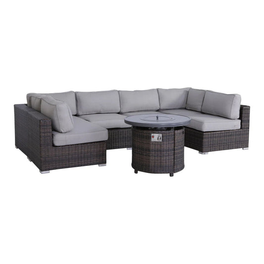 Wicker Outdoor Lounge Set With Cushions And Fire Pit LSI Patio Furniture
