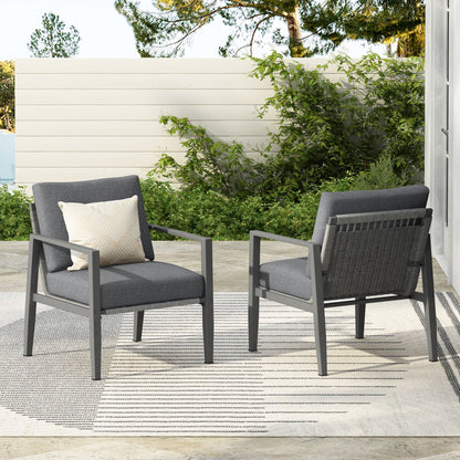 Modern Lounge Chair With Rope Accents And Cushions Noble House