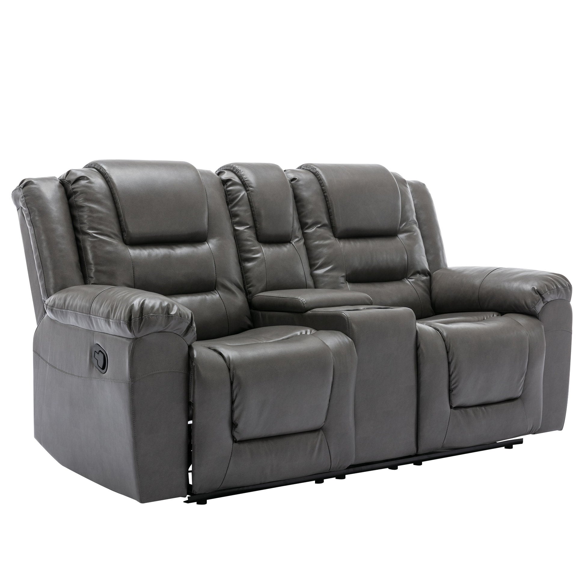 2 Seater Home Theater Recliner Manual Recliner Chair With A Storage Box And Two Cup Holders For Living Room Hearth and Haven