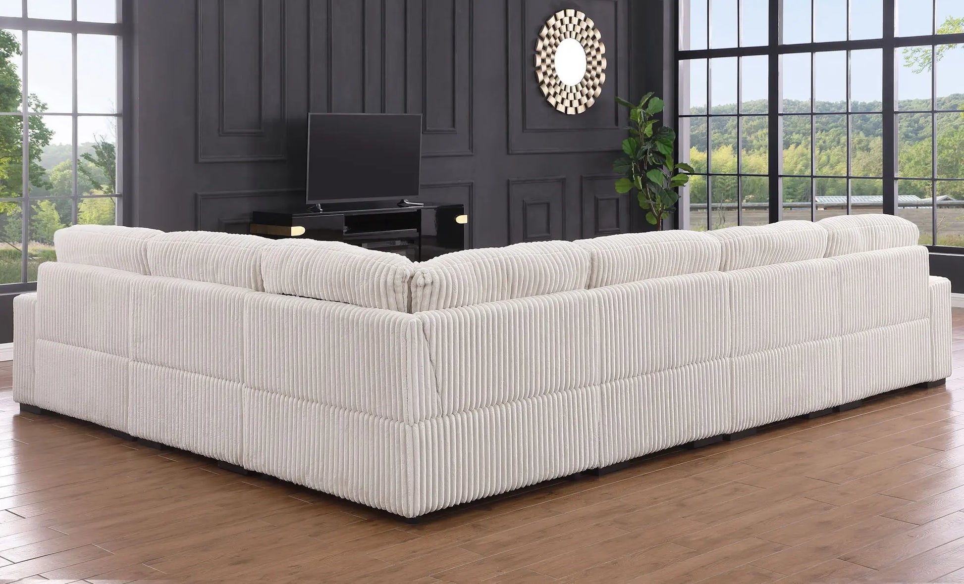 Nadine - Corduroy Modular Corner Sectional Sofa With Left Facing Chaise Lilola Home