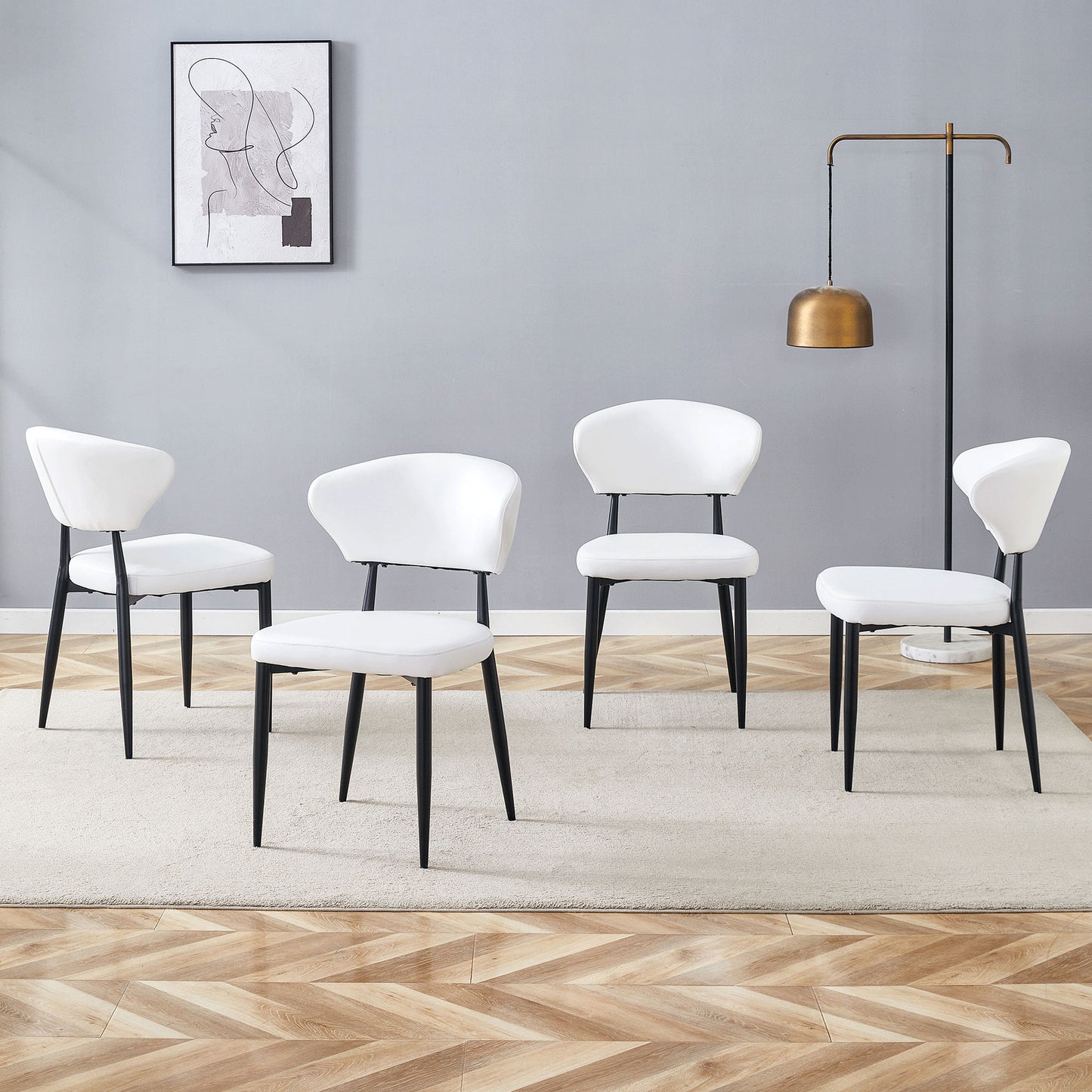 Minimalist Ergonomic Dining Chair With Curved Backres (Set of 4) Home Essentials