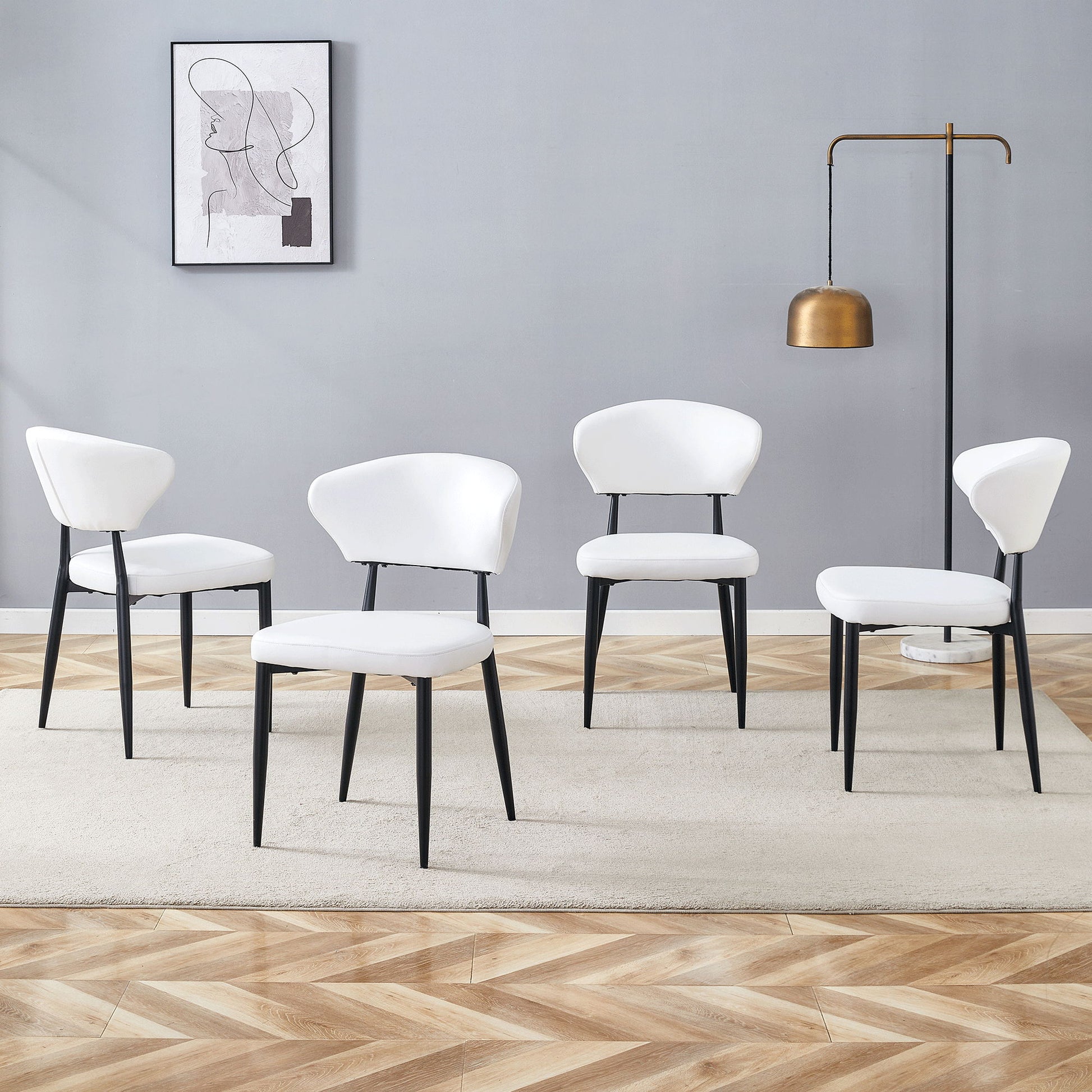 Minimalist Ergonomic Dining Chair With Curved Backres (Set of 4) Home Essentials