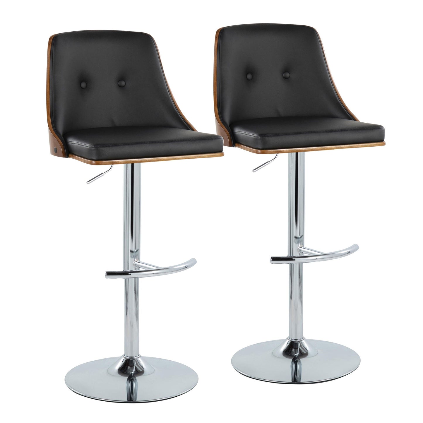Gianna - Mid Century Modern Adjustable Barstool With Swivel With Rounded T Footrest (Set of 2) Lumi Source
