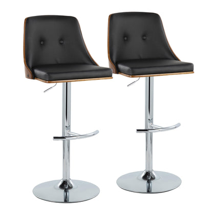 Gianna - Mid Century Modern Adjustable Barstool With Swivel With Rounded T Footrest (Set of 2) Lumi Source