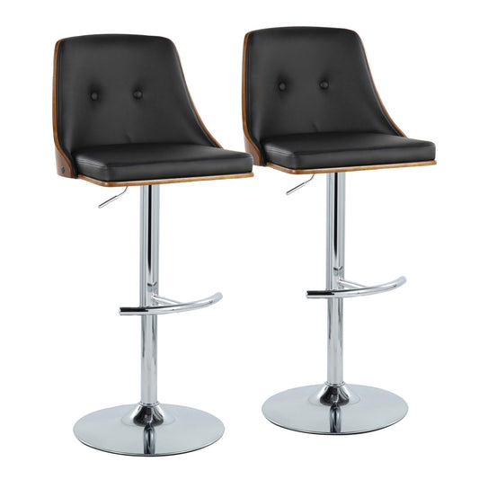 Gianna - Mid Century Modern Adjustable Barstool With Swivel With Rounded T Footrest (Set of 2) Lumi Source