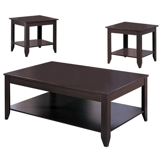 Brooks - 3 Piece Rectangular Coffee Table Set - Cappuccino CoasterEssence
