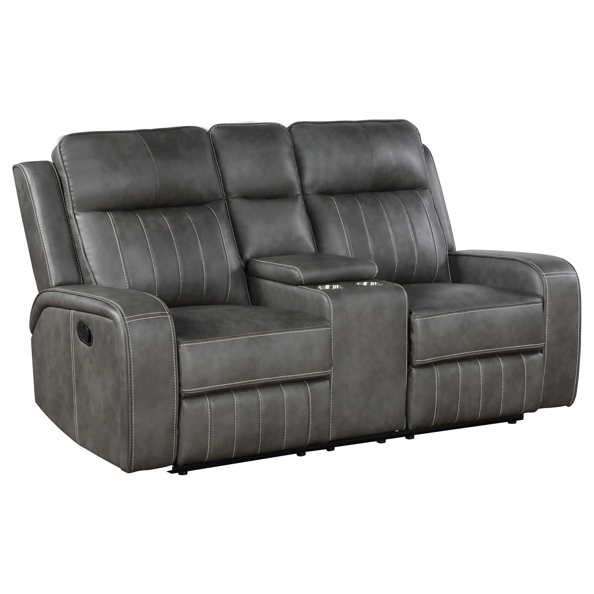 Forrest - Motion Reclining Loveseat With Console - Gray Furniture Max