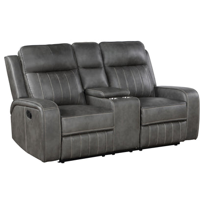 Forrest - Motion Reclining Loveseat With Console - Gray Furniture Max