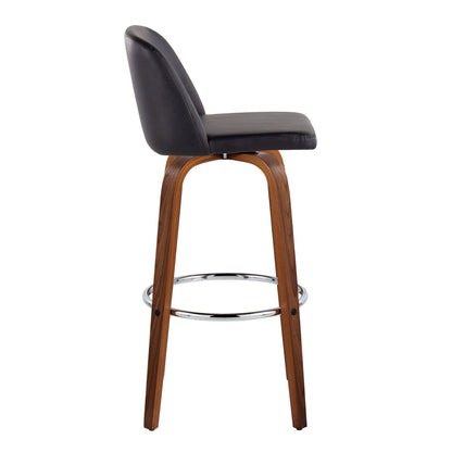 Toriano - Mid Century Modern Fixed Height, Barstool With Swivel With Round Footrest (Set of 2) Lumi Source