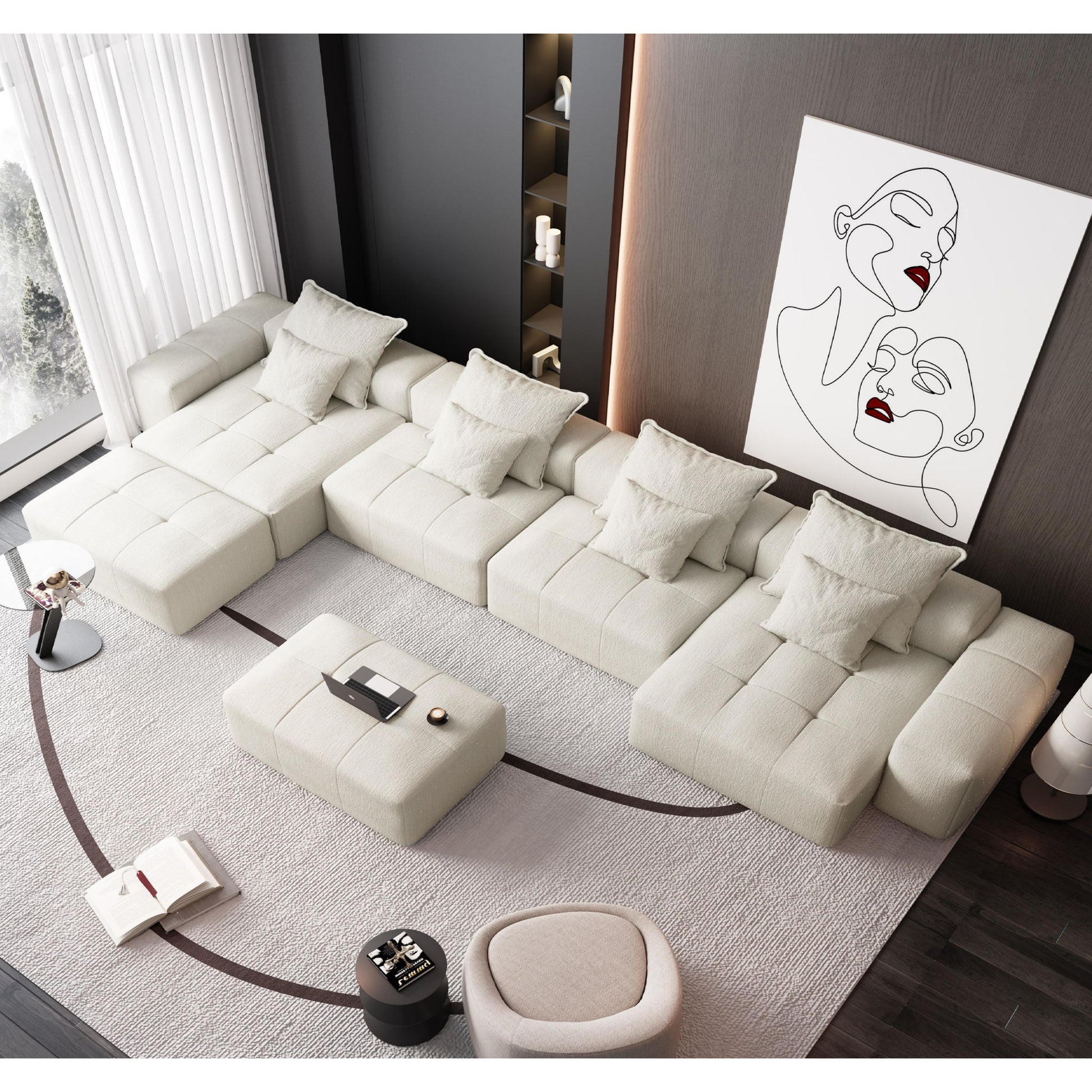 Modern Oversized Diy Combination Modular Sectional Sofa With Pillows Home Essentials