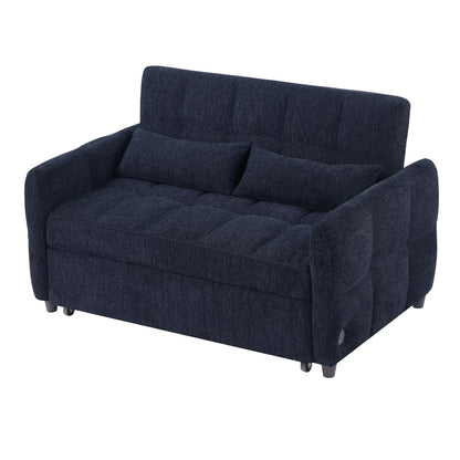 Loveseat Sofa Pull-Out Bed With Adjustable Backrest, 3 USB Ports And 2 Lumbar Pillows For Living Room Hearth and Haven